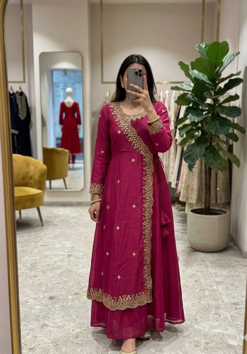 Elegant Festive Wear Embroidery Gown Set